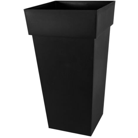 EDA – Pot de fleurs carré XXL Toscane – 43,3 x 43,3 x H 80 cm – 98 L – Polypropylène résistant au gel et aux UV – Pré-perçage et zone de rétention d'eau