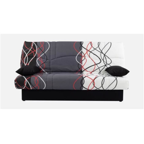Canapé convertible clic clac 3 places - Tissu motif Graffiti rouge & noir - L 190 x P 92 cm - DREAM - Style Contemporain (1/5)