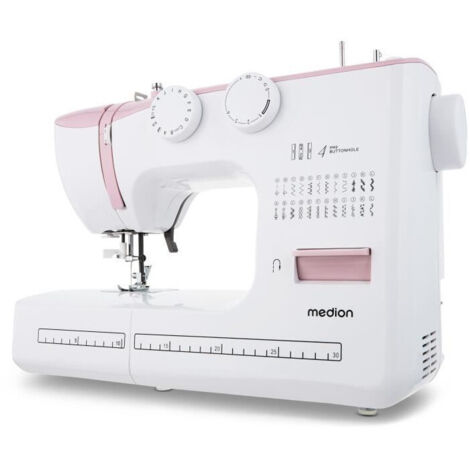 Machine a Coudre - MEDION - SM 60 - 62W - 24 Points + Points Doubles - 700 tr/min - LED - Rose