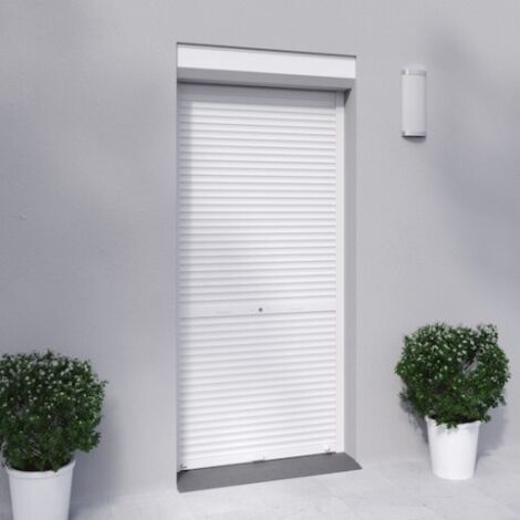 Volet roulant manuel PVC isolant 220 x 100 cm – Tirage direct – Coffre pan coupé faible encombrement – Adaptable à la plupart des portes – France Combi
