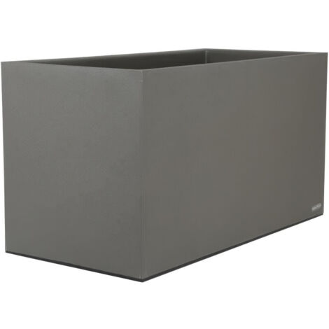 Jardinière rectangulaire en polypropylène 100% recyclable – Double parois avec rétention d'eau – 59x29,5x33,5 cm – Capacité 33L – Gris – Riviera (1/4)