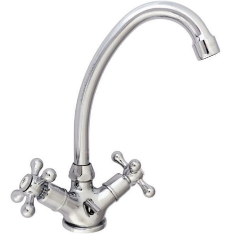 Edouard Rousseau – Mélangeur de lavabo chromé Beverley – Bec haut orientable – Mécanisme à têtes céramique – Économie d’eau jusqu’à -50%