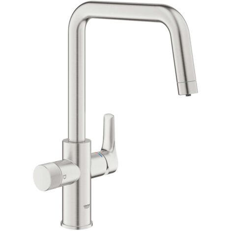 Grohe – Mitigeur évier 30595DC0 – Filtration d'eau – Métal Supersteel brossé – Hauteur sous bec 237 mm – Bec pivotant 150° - G30595DC0 (1/6)