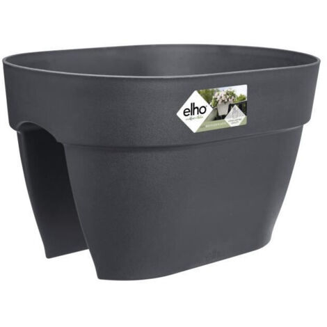 Balconnière en polypropylène recyclé 40 cm – Système de trop-plein pour évacuation – Fixation sur balustrades jusqu'à 6,5 cm – Elho