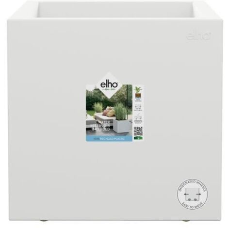 ELHO Pot de fleurs Vivo Next Square 40 - Ø 39 x H 38 cm - Intérieur,Extérieur - 100% recyclé - Blanc (1/5)