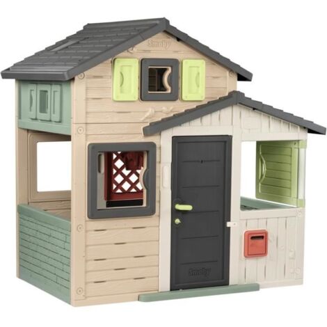 Maison de jardin pour enfant – Plastique durable avec traitement anti-UV – Dimensions 175x114x160 cm – 6 fenêtres et passage secret – Smoby