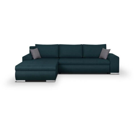 Les Tendances – Canapé d'angle convertible réversible 5 places – Coffre de rangement – Tissu 100% polyester – Structure en pin massif – L 289 x P 94/188 x H 88 cm (1/8)