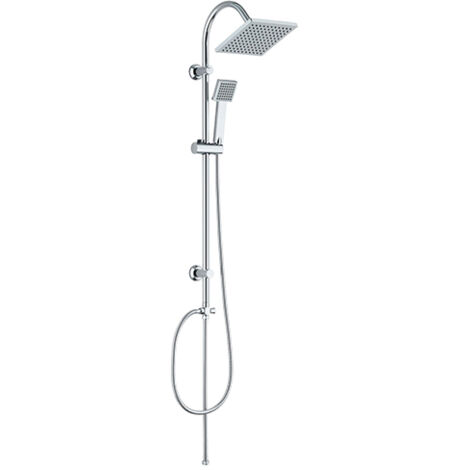Edouard Rousseau – Colonne de douche sans robinetterie SOTO – Finition chrome – Tête de douche 200x200 mm – Flexible inox 1,50 m – Montage mural