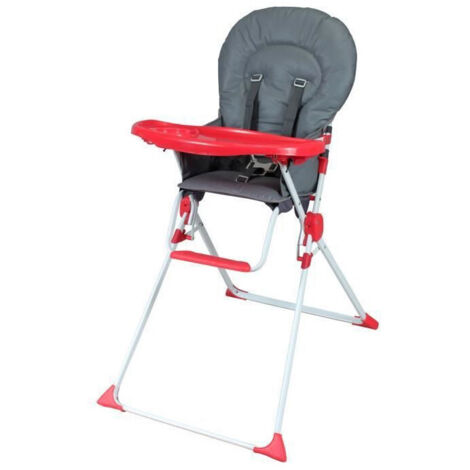 Bambikid by Bambisol BAMBISOL chaise haute fixe gris et rouge