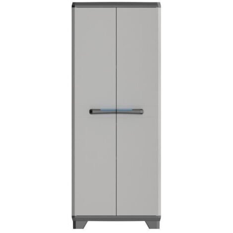 Armoire d'atelier haute 68 x 39 x 173 cm – 3 étagères réglables – Charge 15 kg par étagère – Cadenassable – Noir et gris – KIS (1/10)