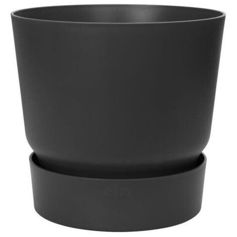 ELHO Pot de fleurs rond Greenville 25 - Exterieur - O 24,48 x H 23,31 cm - Vivre noir