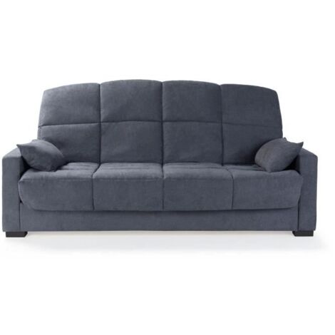 Canapé clic clac 3 places - Tissu gris - Matelas 17 cm - L223 x P96 x H 103 cm - MEGAN (1/5)