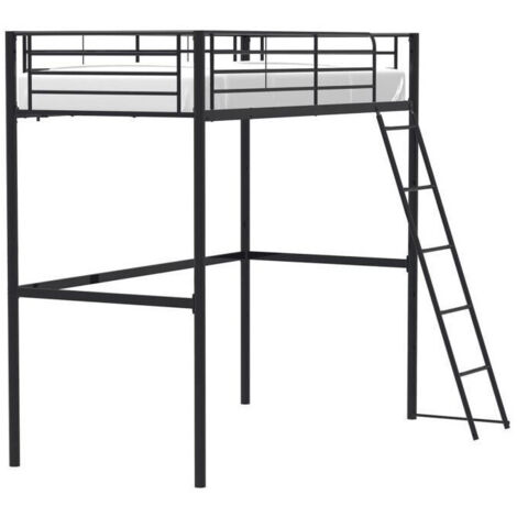 Les Tendances – Lit mezzanine enfant 90x190 cm – Métal époxy noir – Sommier inclus – Optimise l'espace dans les chambres à coucher (1/9)