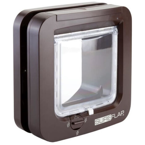 Chatière SureFlap marron 210 x 210 mm – Autonomie 12 mois – Verrouillage 4 voies – Pour intérieur/extérieur (1/10)