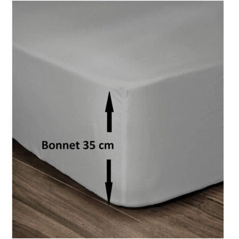 Lovely Home Drap Housse 140x190cm Bonnet 35cm Gris clair (1/3)