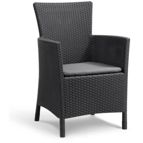 Keter – Fauteuil de jardin graphite en résine synthétique – Coussin gris 4cm – Résistant aux intempéries – Dimensions 62x60x89cm (1/10)