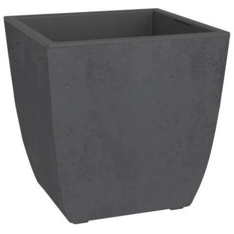 Pot de fleurs - EDA - Carré DIVA BASALT - 42 L - 43,5 x 43,5 x H.44,2 cm - Bac intérieur amovible - Gris anthracite (1/5)