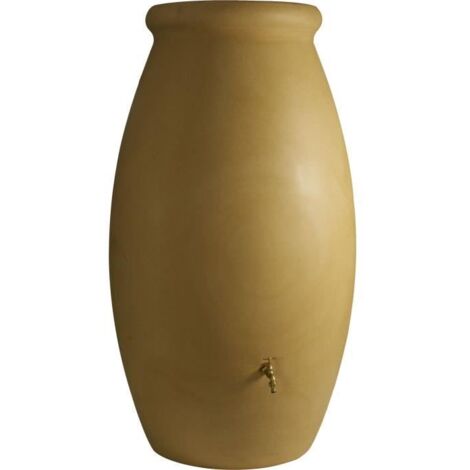 Récupérateur d'eau de pluie jarre 500 L – Kit raccord chéneau avec filtre – Beige imitation terre cuite – Fabriqué en France – Bellijardin