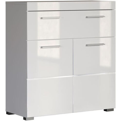 Meuble bas de salle de bain blanc 73x31x79 cm – 2 portes – 1 tiroir – Grand espace de rangement pour accessoires – Trendteam (1/10)