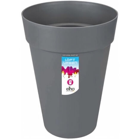ELHO 9244533942500 LOFT URBAN POT À PLANTE HAUT FORME RONDE GRIS ANTHRACITE 35 CM