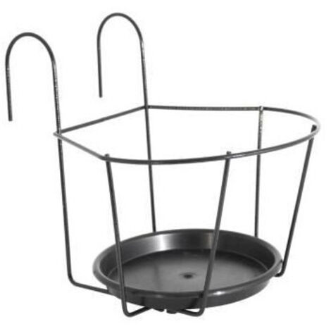 ARTEVASI Porte-Pot pour balcon avec Soucoupe - Gris anthracite - 25 x 25 cm (1/3)