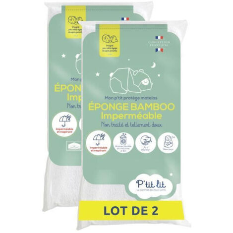 Lot de 2 Proteges Matelas Bébé Bamboo - 60x120 cm - Alese Imperméable - Viscose Douce - Sans traitement chimique (1/4)