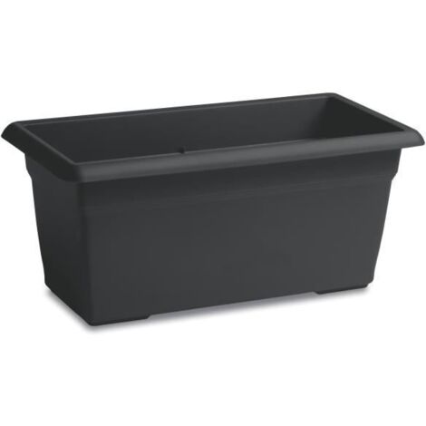 Stefanplast – Jardinière rectangulaire 110L – 100x45x40H cm – Plastique anthracite – Bac à fleurs percé sans réserve d'eau (1/5)