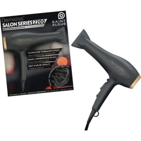 Sèche-cheveux - SAINT ALGUE - Gamme Demeliss Salon - Moteur professionnel - Concentrateur et diffuseur inclus (1/5)