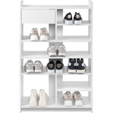 Meuble a chaussures - MÜNSTER - Blanc - 12 paires de chaussures - 71,5 x 25 x 109 cm (1/5)