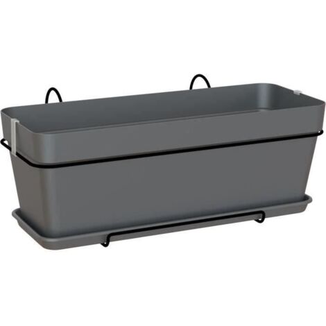 ARTEVASI - KIT JARDINIERE CAPRI 50CM V2 ANTHRACITE 50,2 X 28,5 X H20,7 CM - 1,54L (1/2)