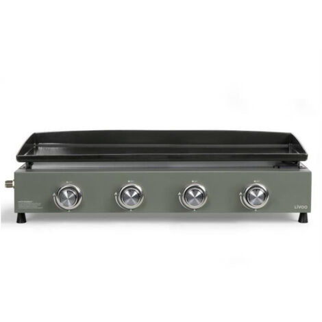 Plancha à gaz 4 brûleurs 10 kW – Plaque en acier émaillé 78,5 x 34,5 cm – Allumage automatique – Habillage en acier peint – Livoo - DOC325 (1/7)