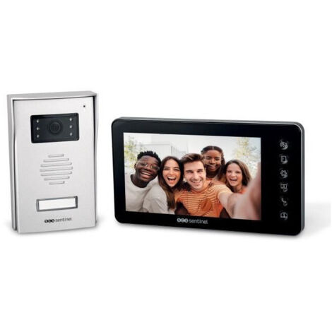 Scs Sentinel – Interphone vidéo filaire 2 fils – Écran 7 pouces couleur – Vision nocturne – Portée 100 m – Indice IP44 – Gâche et portail à distance