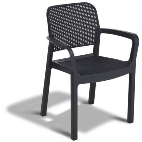 Lots de 6 Fauteuils monoblocs - empilables en resine de synthese - imitation rotin tresse rond - ALLIBERT BY KETER - SAMANNA (1/4)