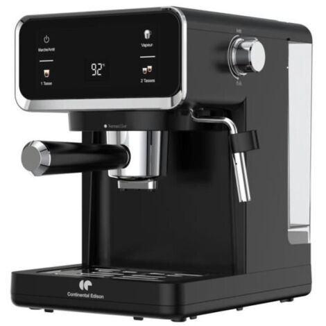 Continental Edison – Machine à expresso 950W CEME19B – Pression 19 bars – Réservoir 1L – Préparation expresso, latte, cappuccino – Design compact