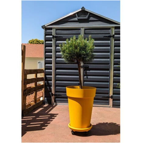 Riss – Bac à fleurs RIVIERA SOLEILLA – Plastique haute résistance – Hauteur 53 cm – Drainage optimisé pour croissance végétale – Coloris jaune (1/2)