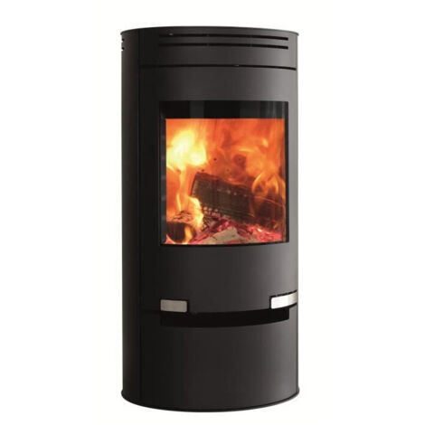 Poêle à bois 6 kW – Design arrondi avec façade lisse – Convection naturelle – Rendement supérieur à 78% – Surface de chauffage 30 à 140 m² – Aduro