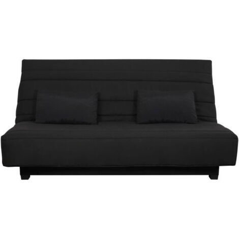 Dunlopillo – Banquette clic clac 2 places – Tissu noir – Matelas polyuréthane HD 13 cm – Couchage 188x128 cm – Coffre de rangement (1/5)