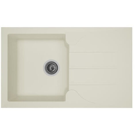 STRADOUR Evier cuisine a encastrer 1 bac + 1 égouttoir Aloa - Résine - 81 x 50 cm - Blanc