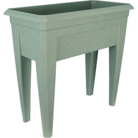 Bac à fleurs rectangulaire 60 cm en polypropylène recyclé – Couleur vert argile – Capacité 42L – Pour fleurs et légumes – Riviera (1/3)