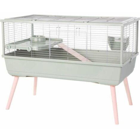 Cage pour rongeur surélevée 99 x 54 x 79 cm – Espace entre barreaux 2 cm – Vert – Pour cochon d'inde – Zolux