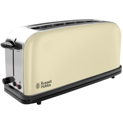 Russell Hobbs – Grille pain long 2 fentes 1000W – Brunissage réglable – Finition acier brillant – Pour baguette et toasts
