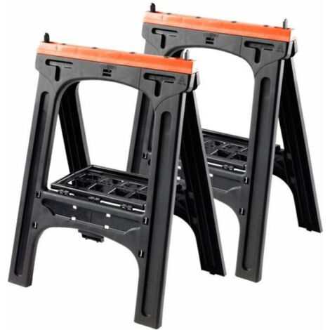 Lot de 2 tréteaux pliants – Charge maximale 200 kg – Dimensions 60x10x80 cm – Système de blocage extractible pour stabilité – Tood