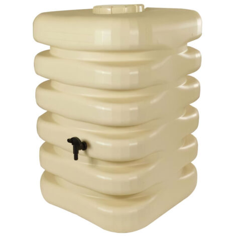 Belli – Récupérateur d'eau de pluie cubique 350 litres – Couleur beige – Polyéthylène – Dimensions 60x60x120 cm – Couvercle et robinet gros débit