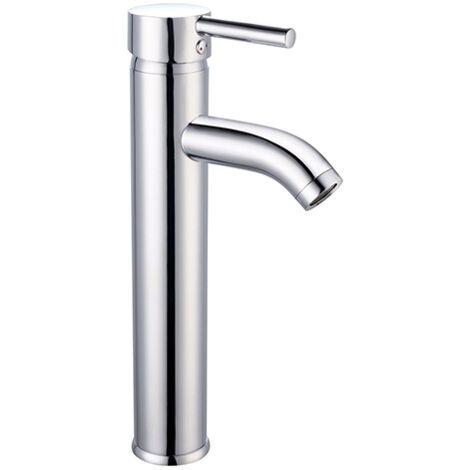 Edouard Rousseau – Mitigeur lavabo haut chromé – Cartouche céramique 40 mm – Économie d’eau Eco-Stop – Bec fixe – Flexibles inox F3/8 inclus (1/8)