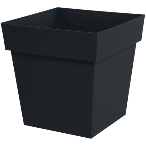 EDA – Pot de fleur carré Toscane 39 x 39 cm – Anthracite – Polypropylène résistant aux UV et gel – Contenance 38 L – Fabrication française