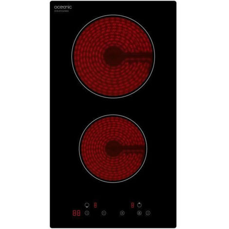 Oceanic – Plaque vitrocéramique 2 foyers 2900W – Dimensions L52 x P29 cm – 9 niveaux de puissance – Compatible tous types de casseroles - OCEATV2ZSE9