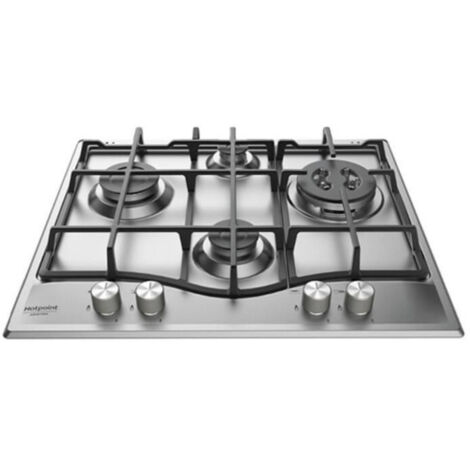 Hotpoint Ariston – Plaque de cuisson gaz 4 foyers – Largeur 60 cm – Puissance 8,85 kW – Brûleur triple couronne – Acier inoxydable - PNN 641 IX