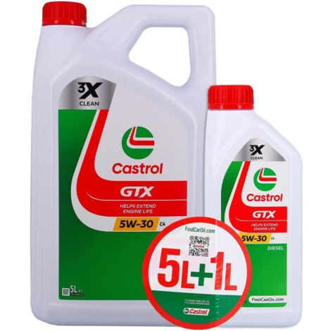 Huile Moteur - CASTROL GTX - 5W-30 C4 - 5L+1L - Offre spéciale