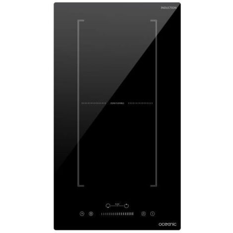 Oceanic – Plaque induction encastrable 2 foyers 3600 W – Zone flexible 18 cm – Dimensions 29 x 52 cm – Surface vitrocéramique noire - OCEATI2Z2BF