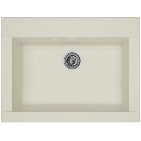 STRADOUR Evier cuisine a encastrer 1 bac sans égouttoir Hexo - Résine - 66 x 50 cm - Blanc (1/2)